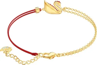 Bracelet Iconic Swan Plaqué Or et Cristaux Rouges — vue 4