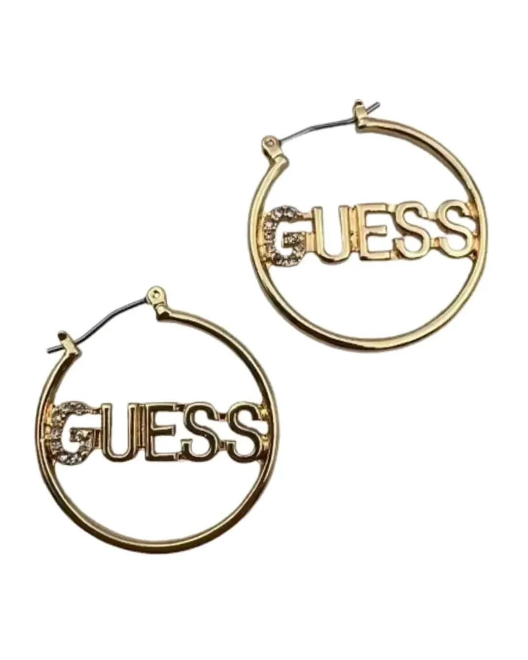 Boucles d'oreilles Guess rondes métal plaqué or zirconium femme