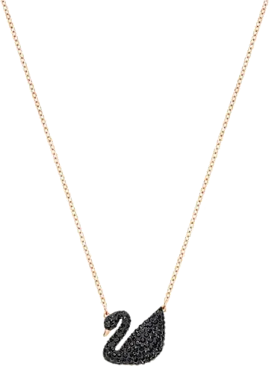 Collier Iconic Swan Swarovski - Or Rose et Cristaux Noirs