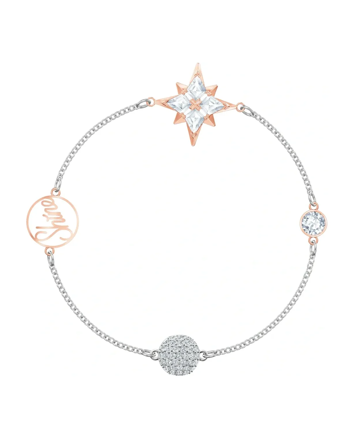Bracelet Swarovski Remix étoile métal plaqué or rose multicolore femme