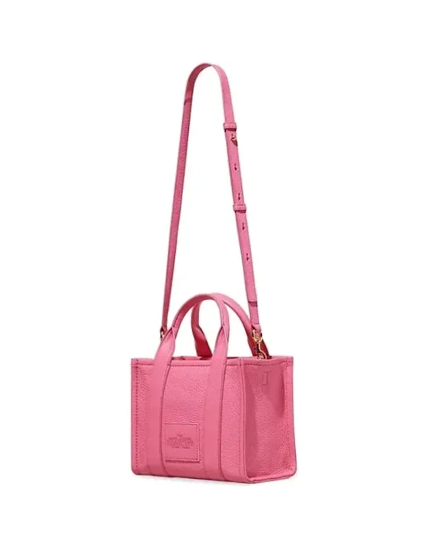 Sac Marc Jacobs The Mini Tote cuir grainé fuchsia