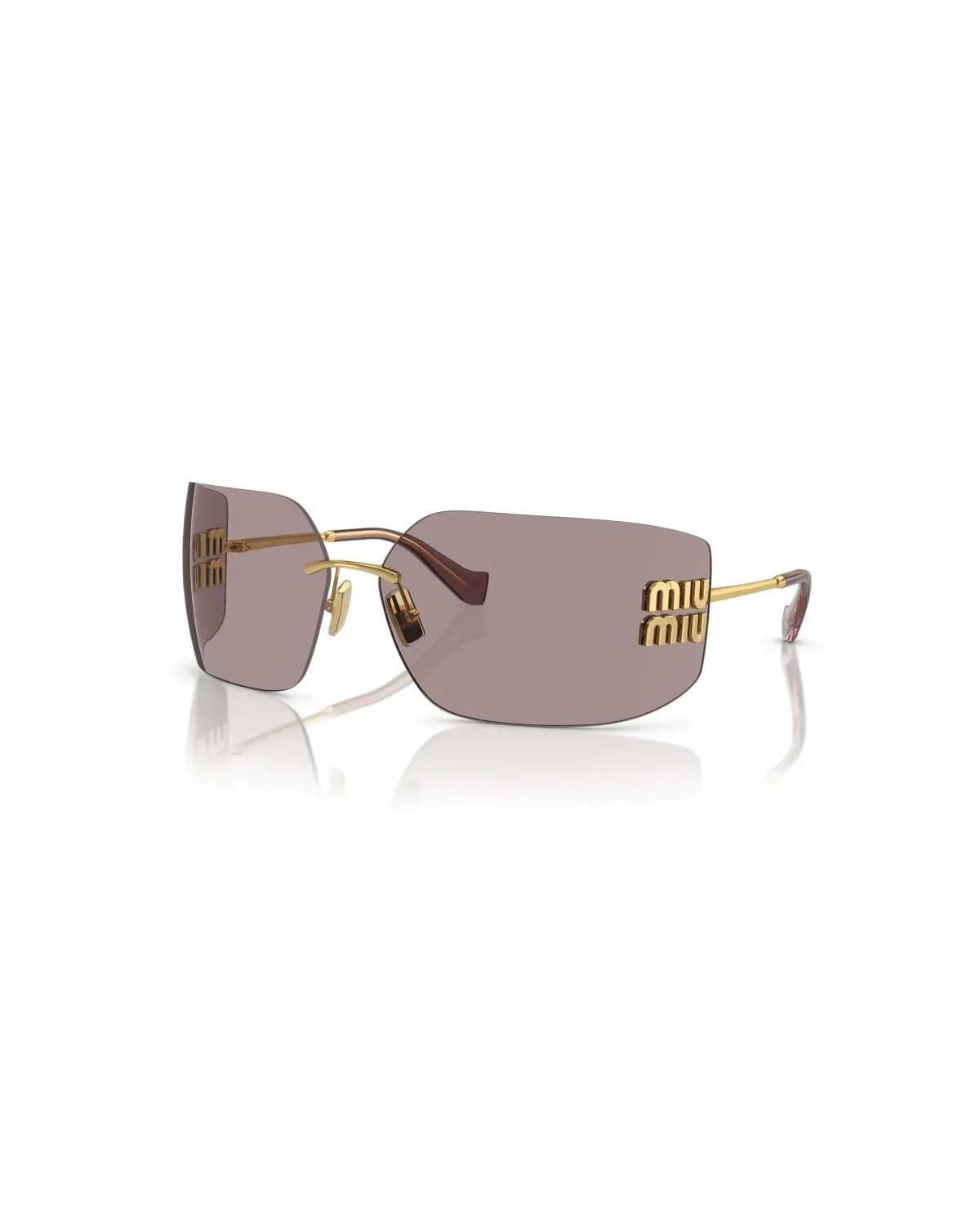 Lunettes de Soleil Miu Miu Runway MU 54YS en métal Doré Géométrique Femme