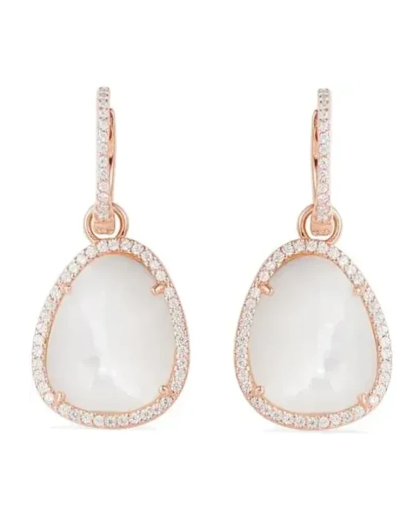 Boucles d'oreilles APM Monaco rectangulaires argent 925 plaqué or rose zirconium femme