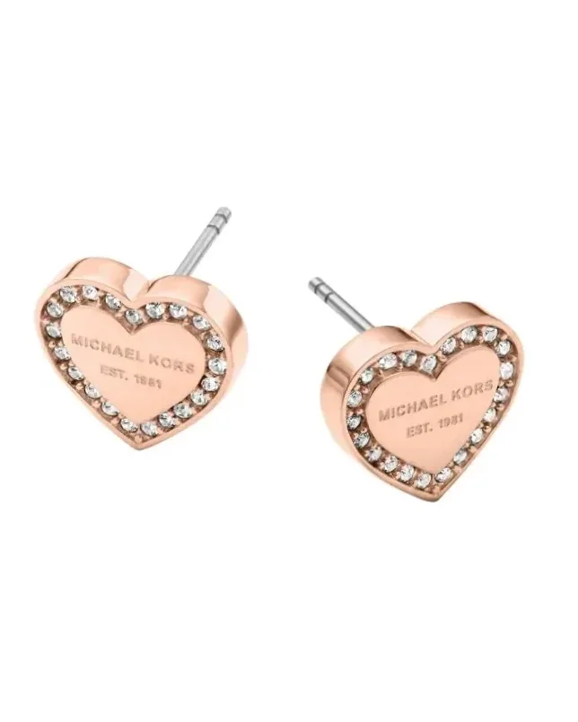 Boucles d'oreilles Michael Kors cœur acier inoxydable or rose femme