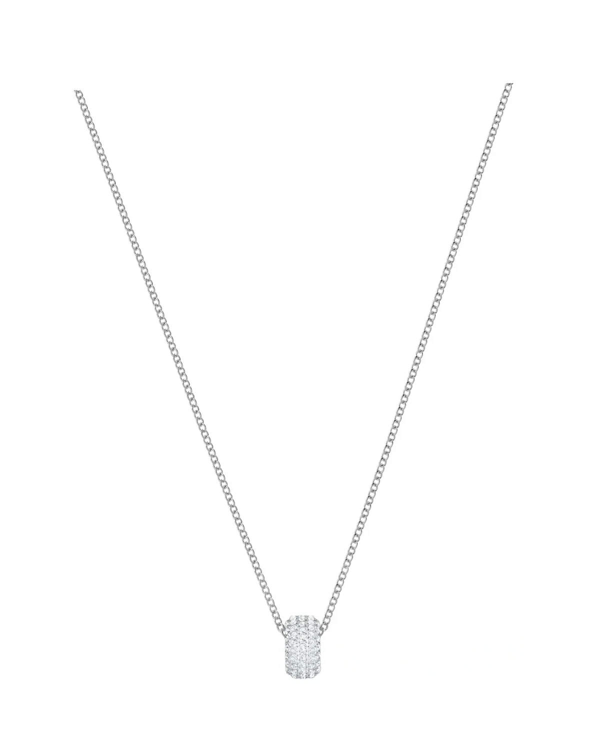 Collier Swarovski Stone Round plaqué rhodium cristaux blancs femme