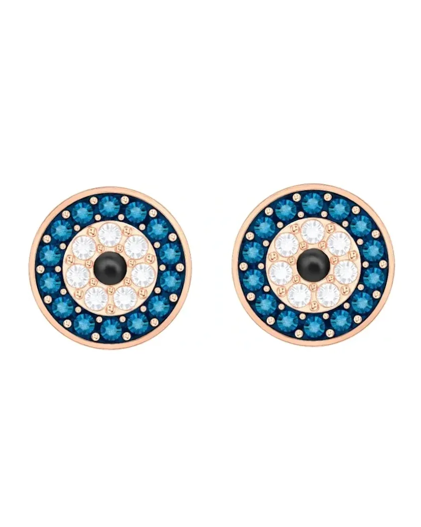 Boucles d'oreilles Swarovski Luckily Evil Eye plaqué or rose cristaux zirconium femme