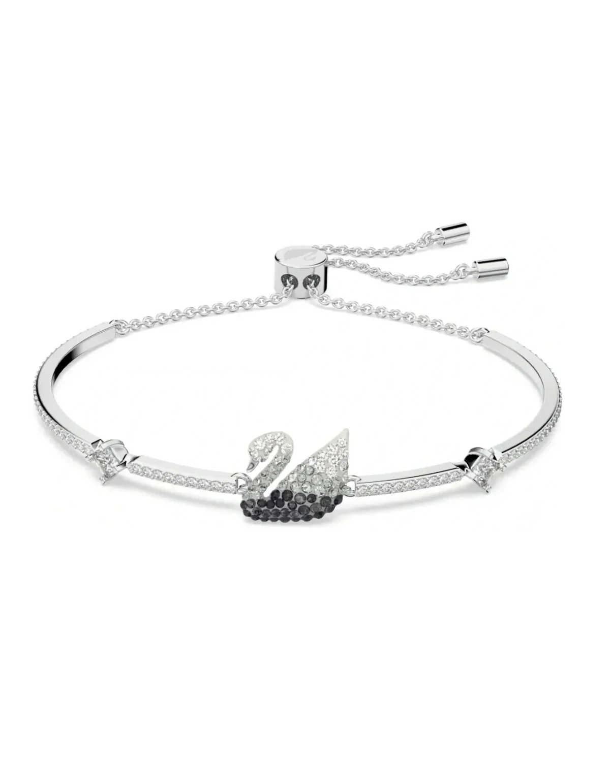 Bracelet jonc ajustable Swarovski Iconic Swan plaqué rhodium cristaux blancs femme