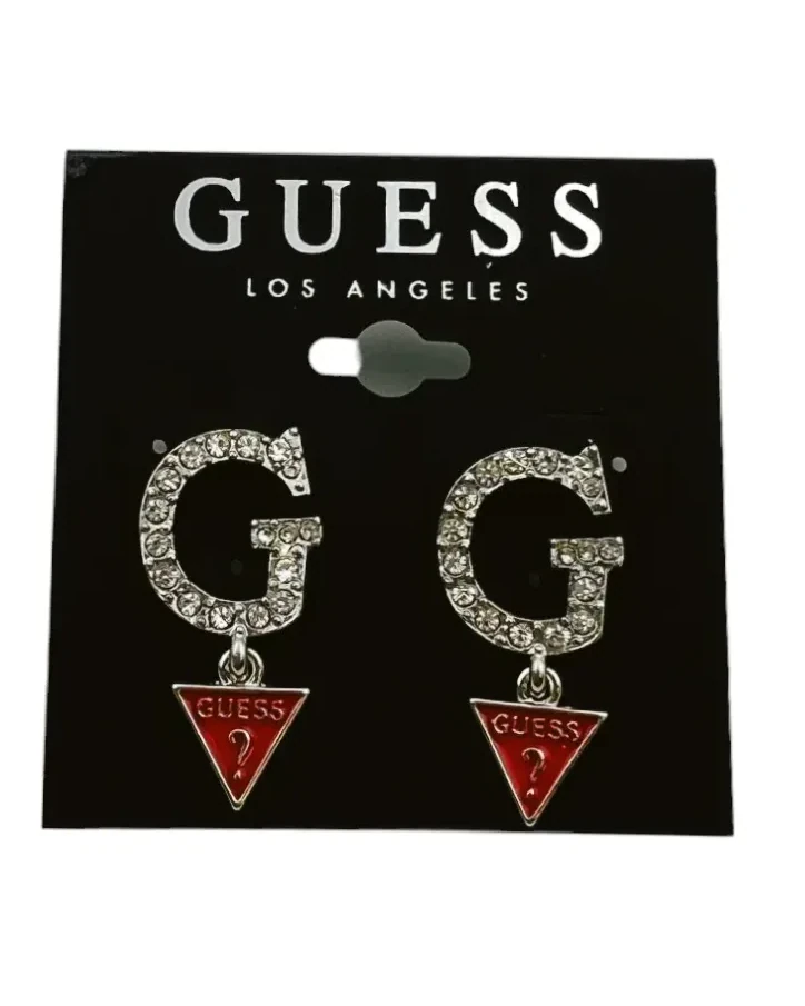 Boucles d'oreilles Guess lettre G triangle zirconium métal argenté femme