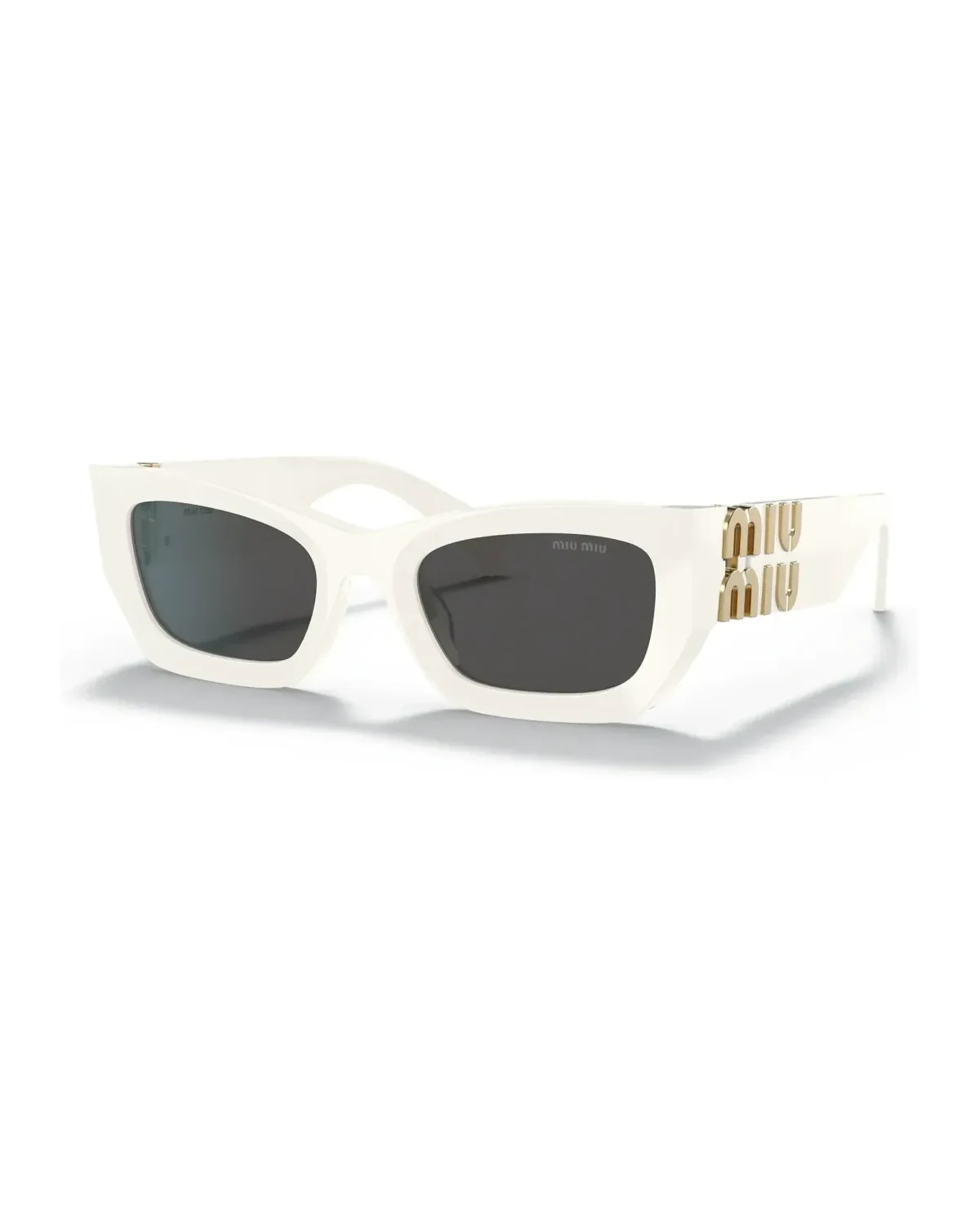Lunettes de soleil Miu Miu MU09W Glimpse rectangulaires acétate blanc verres gris