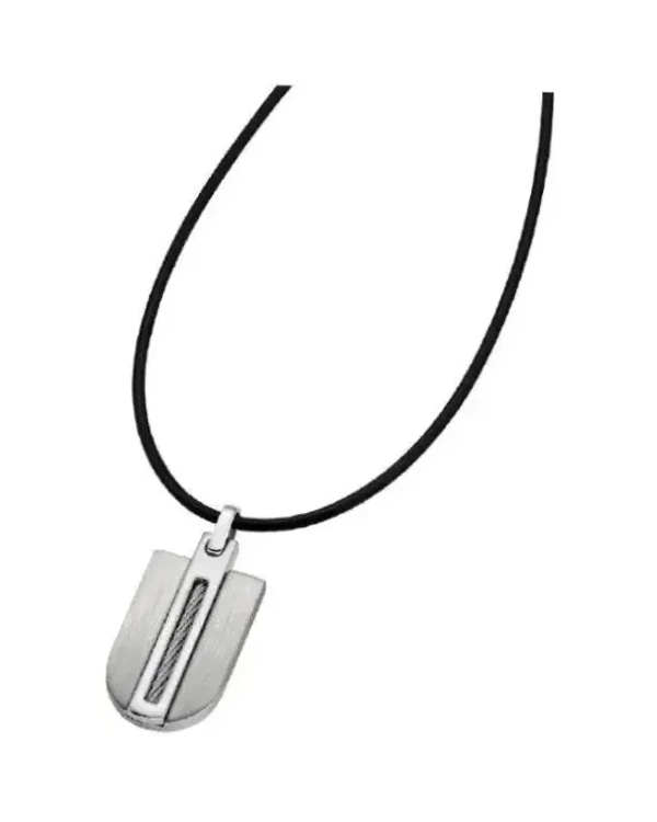 Collier Lotus PVC et acier bicolore homme