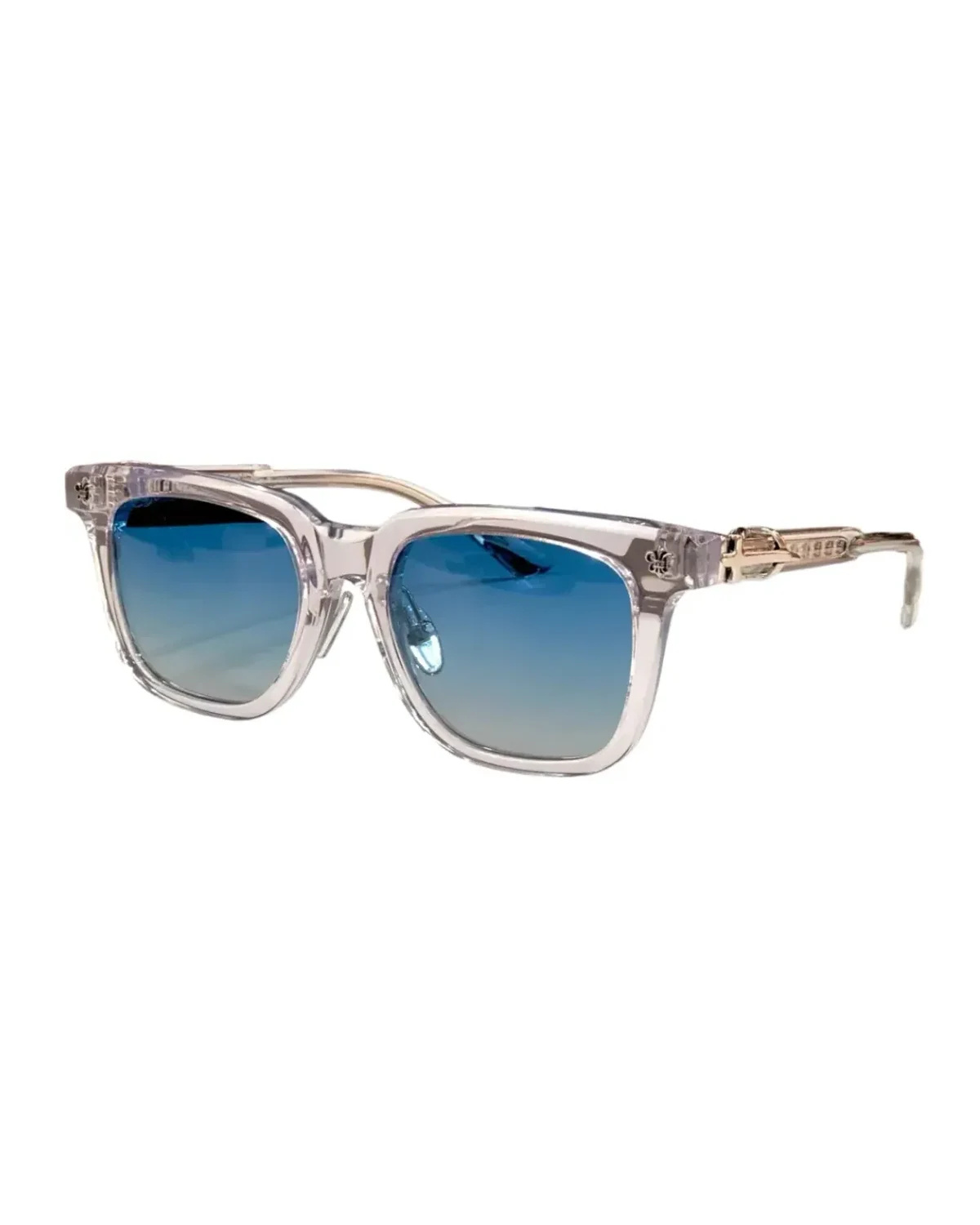 Lunettes de soleil Chrome Hearts CH8127 rectangle acétate transparent verres bleus