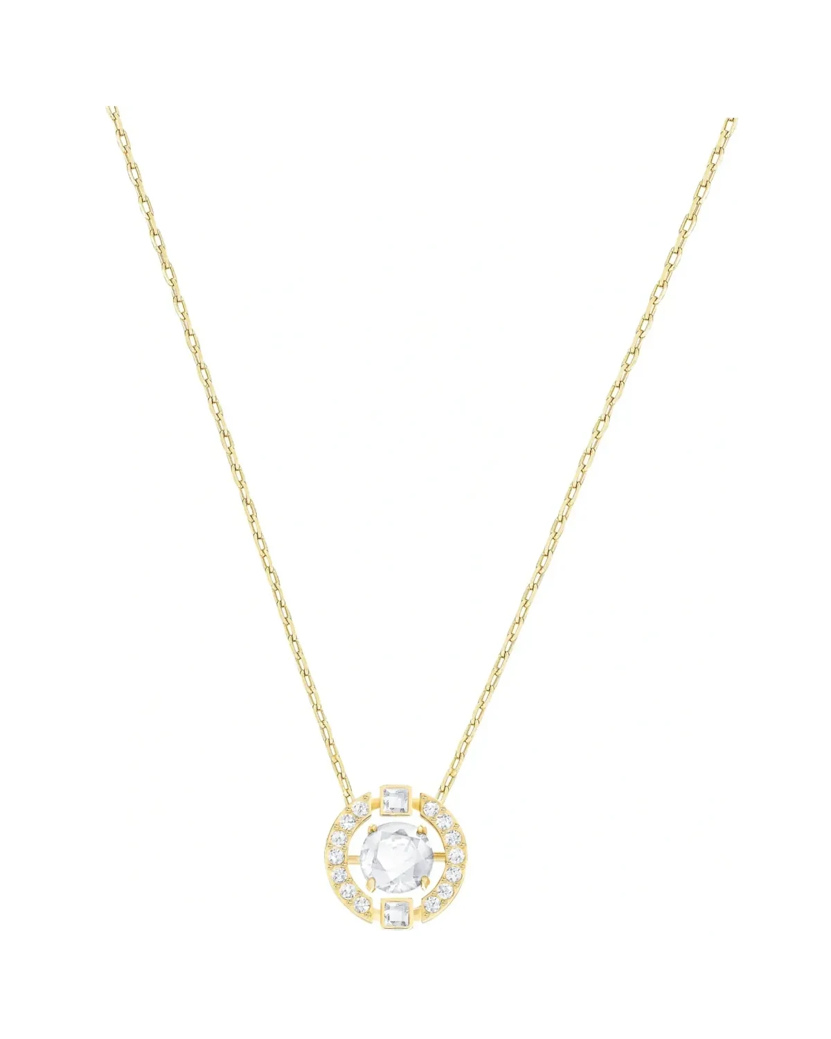 Collier Swarovski Sparkling Dance Round métal plaqué or cristaux zirconium femme