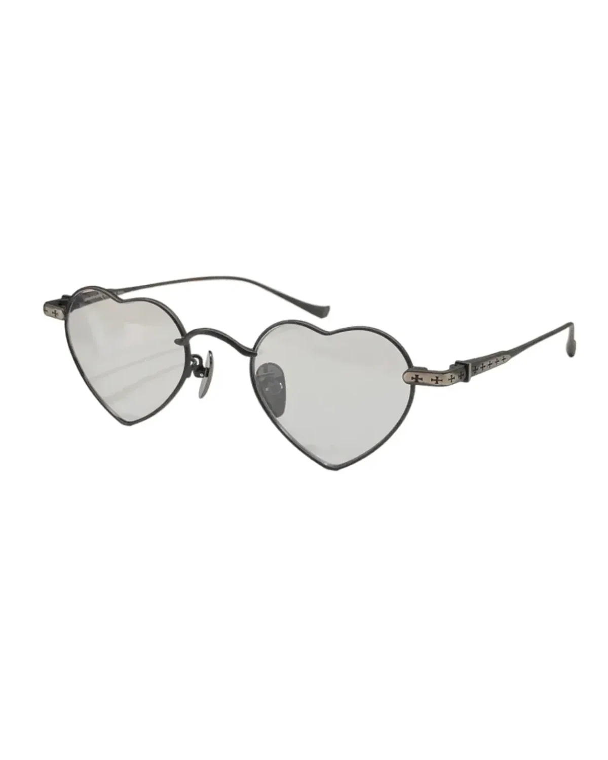 Lunettes de soleil Chrome Hearts Beam coeur métal noir verres gris