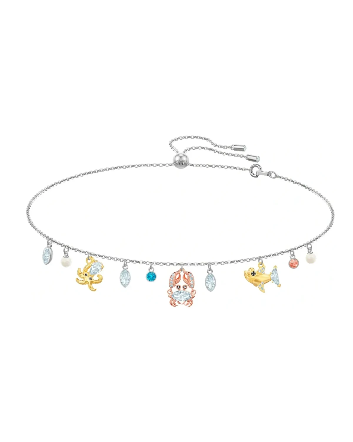 Collier Swarovski Ocean choker plaqué rhodium cristaux multicolores femme