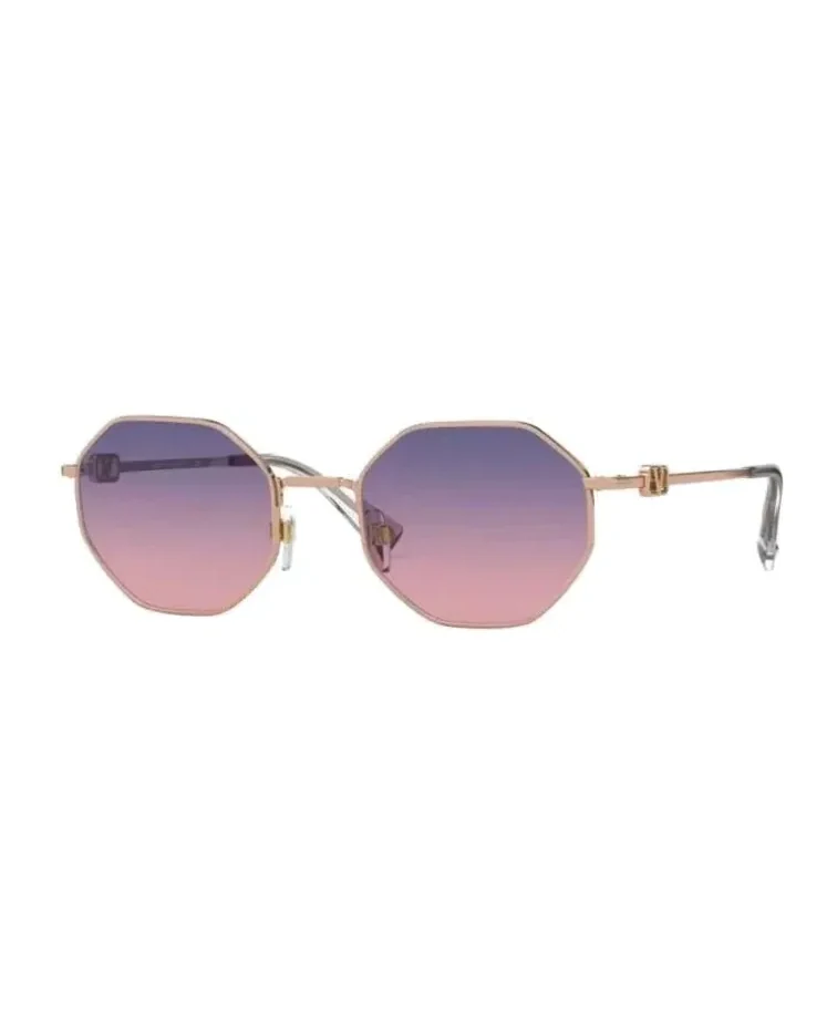 Lunettes de soleil Valentino Garavani VA2040-300416 hexagonales métal or rose