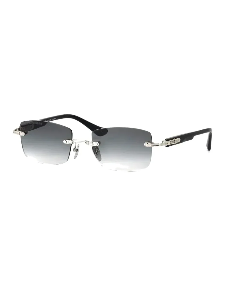 Lunettes de soleil Chrome Hearts Deep II rectangle acétate gris