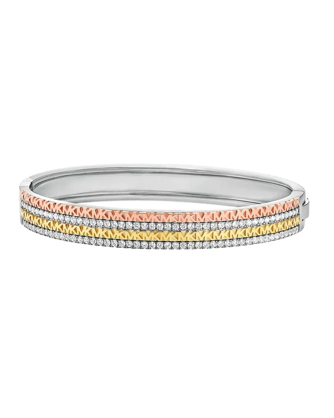 Bracelet Michael Kors jonc monogramme argent 925 plaqué or tricolore femme