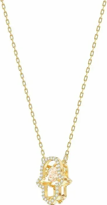 Collier Hamsa Hand Swarovski Plaqué Or — vue 2