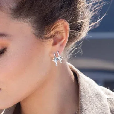 Boucles d'oreilles hoop rectangulaires APM Monaco Météorites — vue 3
