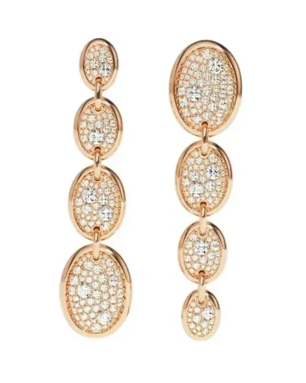 Boucles d'oreilles APM Monaco Festival ovales pendantes plaqué or rose zirconium