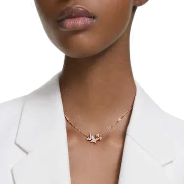 Collier Lilia Swarovski - Papillons Cristaux Or Rose — vue 4