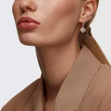 Boucles d'oreilles Una - Or rose et cristaux — vue 4