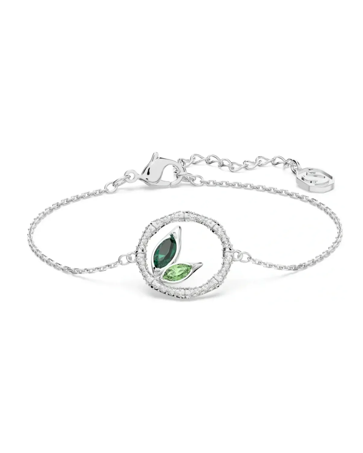 Bracelet Swarovski Dellium métal rhodié cristaux verts femme