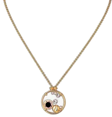 Collier Marc Jacobs disque émail noir acier doré femme