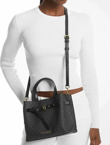 Sac à main Emilia Michael Kors en cuir monogramme noir — vue 2