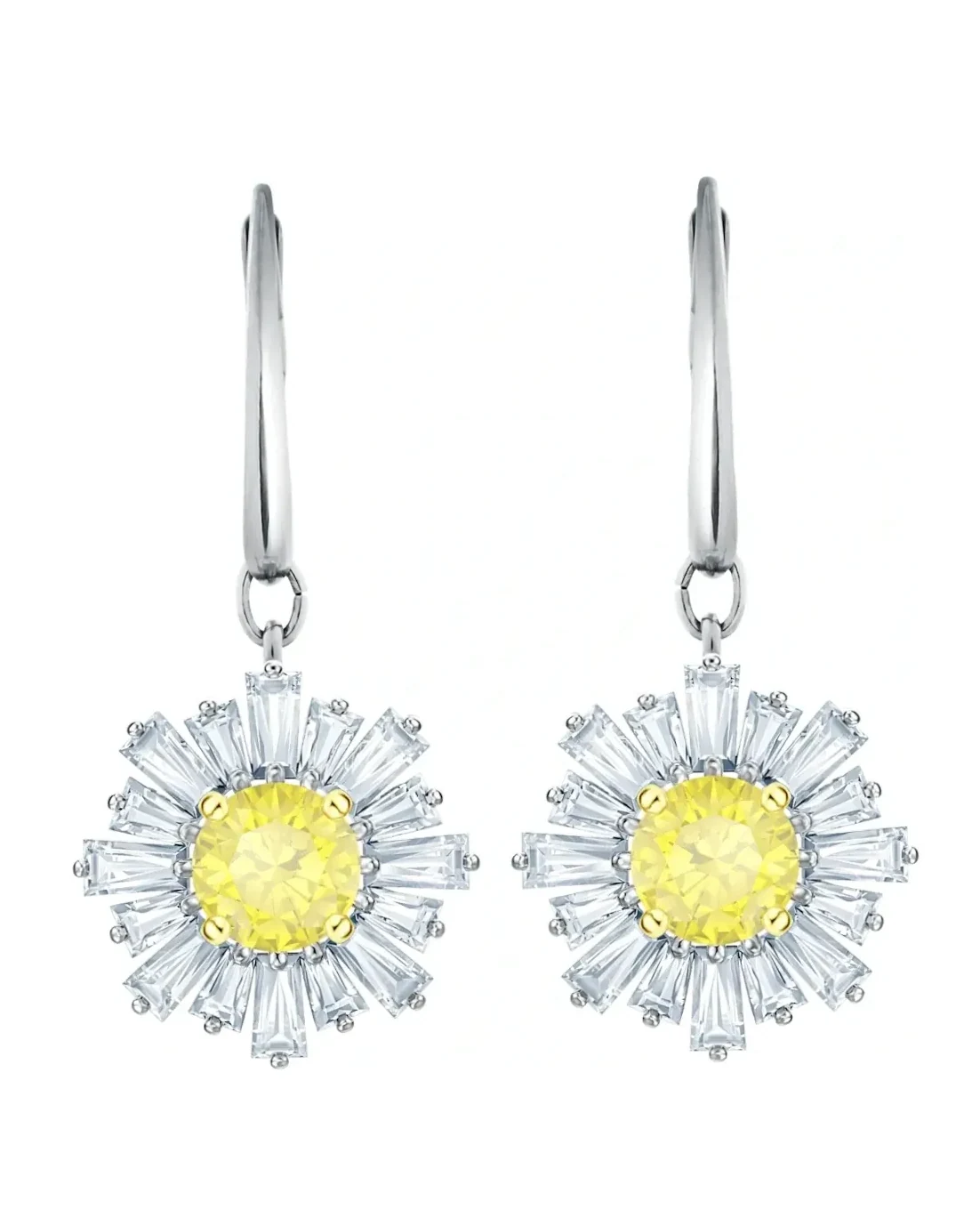 Boucles d'oreilles Swarovski Sunshine plaqué rhodium cristaux femme
