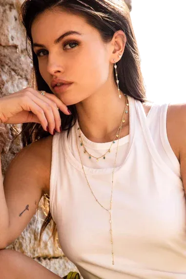 Collier APM Monaco Cœurs Mini Turquoise Plaqué Or Jaune — vue 3