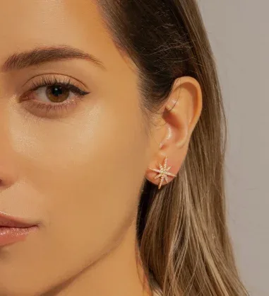 Boucle d'Oreille Météorites APM Monaco - Or Rose et Perle — vue 2