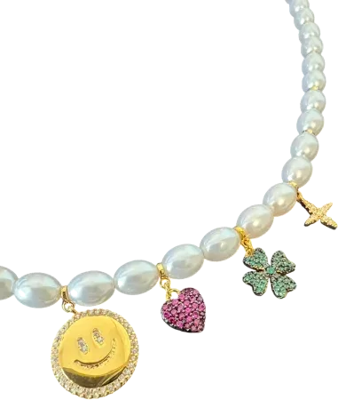 Collier APM Monaco à breloques étoiles, trèfle, cœur et smiley — vue 2