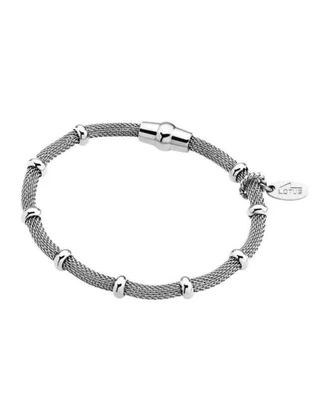 Bracelet Lotus Basic maille milanaise acier inoxydable argenté femme