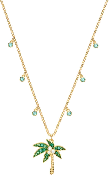 Collier Swarovski Lime Palm Tree - Plaqué Or et Cristaux Verts