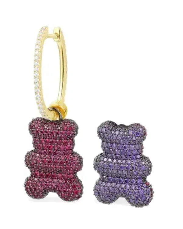 Boucle d'oreille APM Monaco Yummy Bear Baby Clip Valentin plaqué or 18k zirconium