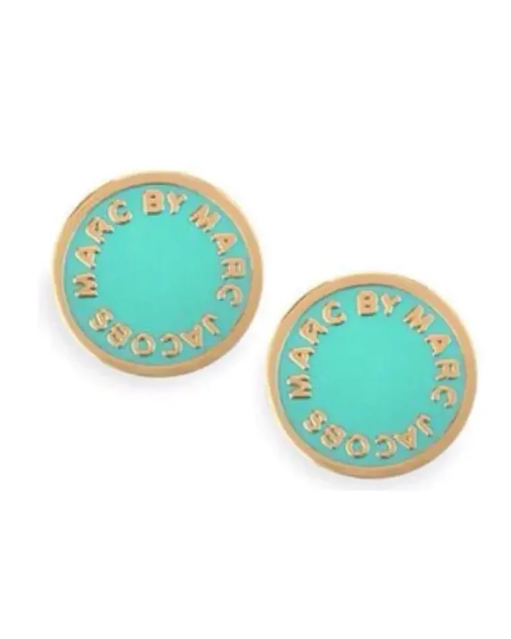 Boucles d'oreilles Marc Jacobs disque acier inoxydable bleu femme