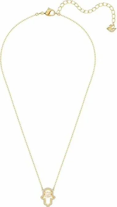 Collier Hamsa Hand Swarovski Plaqué Or — vue 3