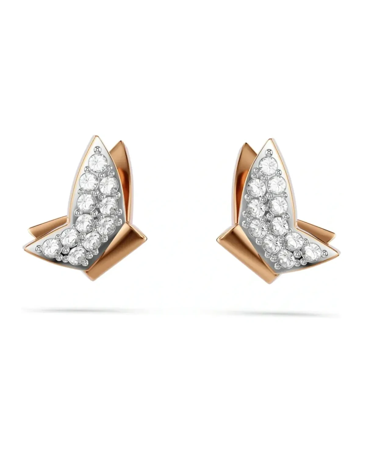 Boucles d'oreilles Swarovski Lilia plaqué or rose cristaux blancs