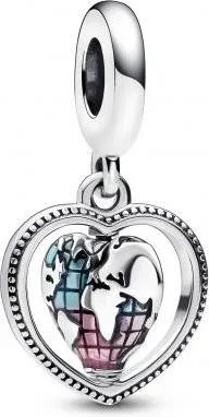 Charm Pendant Globe Rotatif Cordiforme Multicolore — vue 3