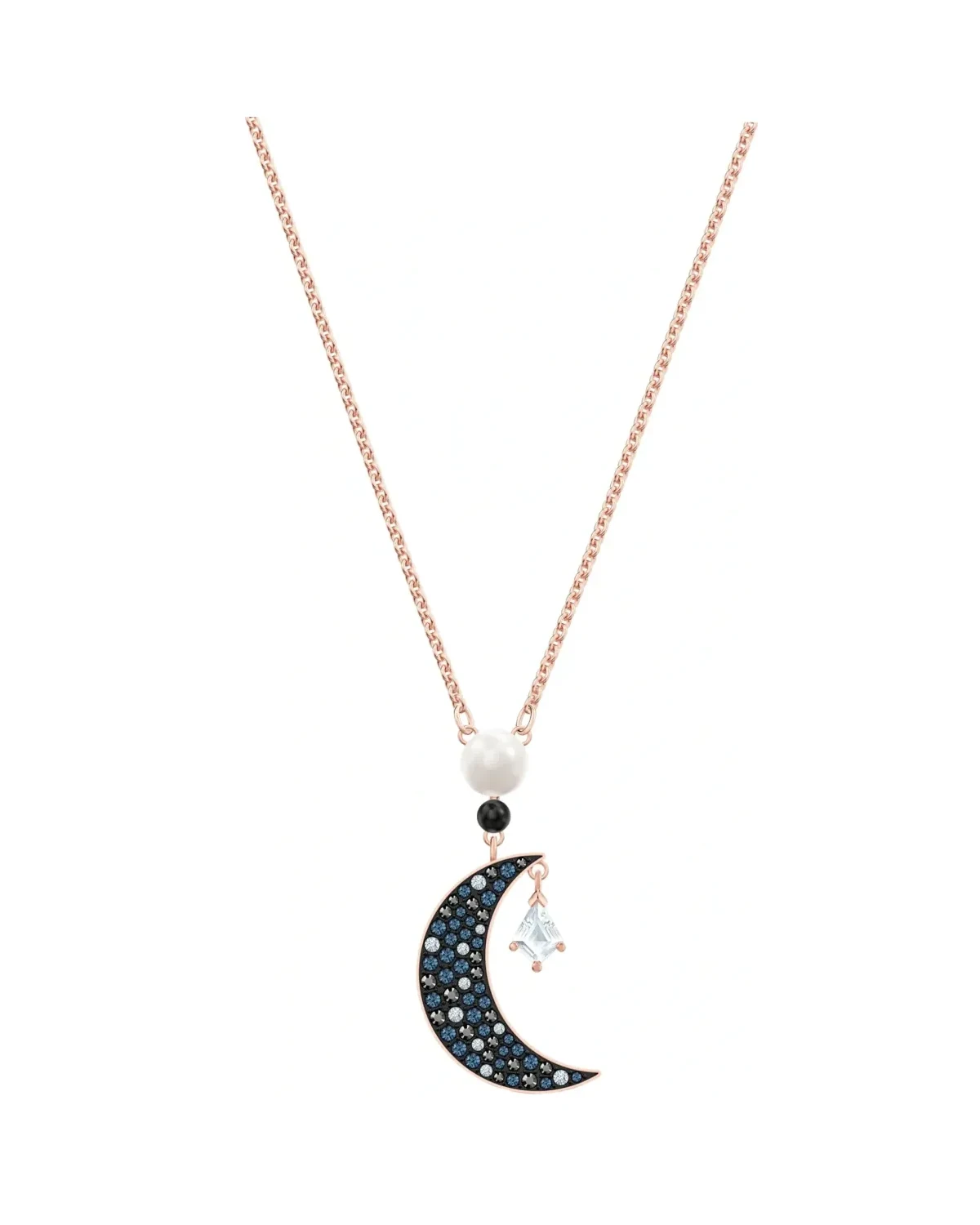 Collier Swarovski Symbolica pendentif lune cristaux plaqué or rose femme