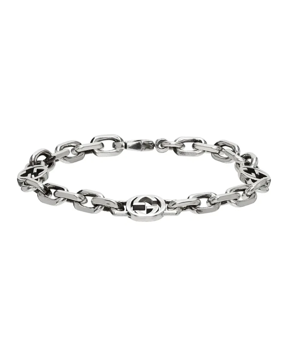 Bracelet Chaîne Gucci Argent Massif Logo GG