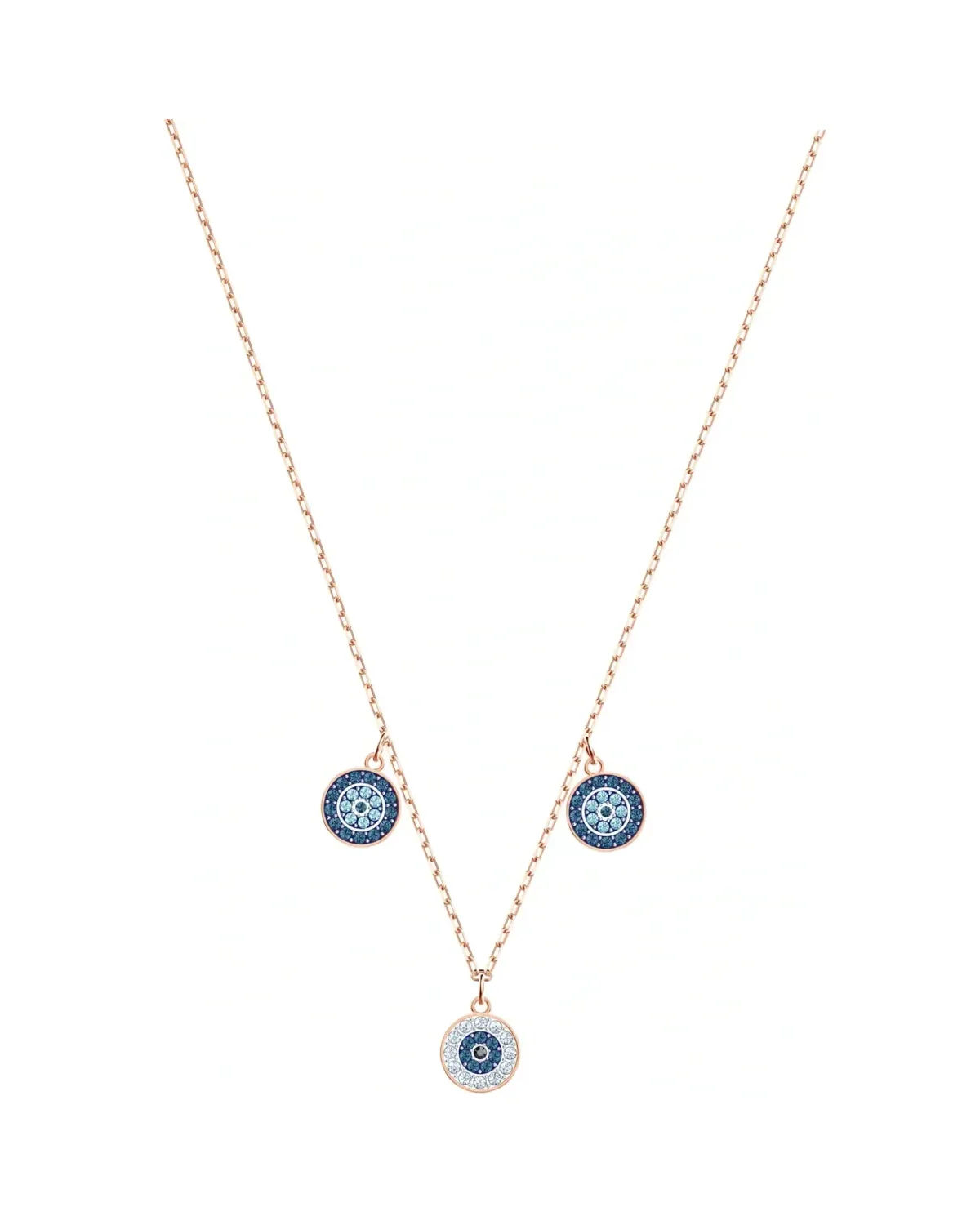 Collier Swarovski Luckily plaqué or rose cristaux bleus et blancs femme