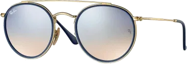 Ray-Ban Round Double Bridge Or - Verres dégradés miroir