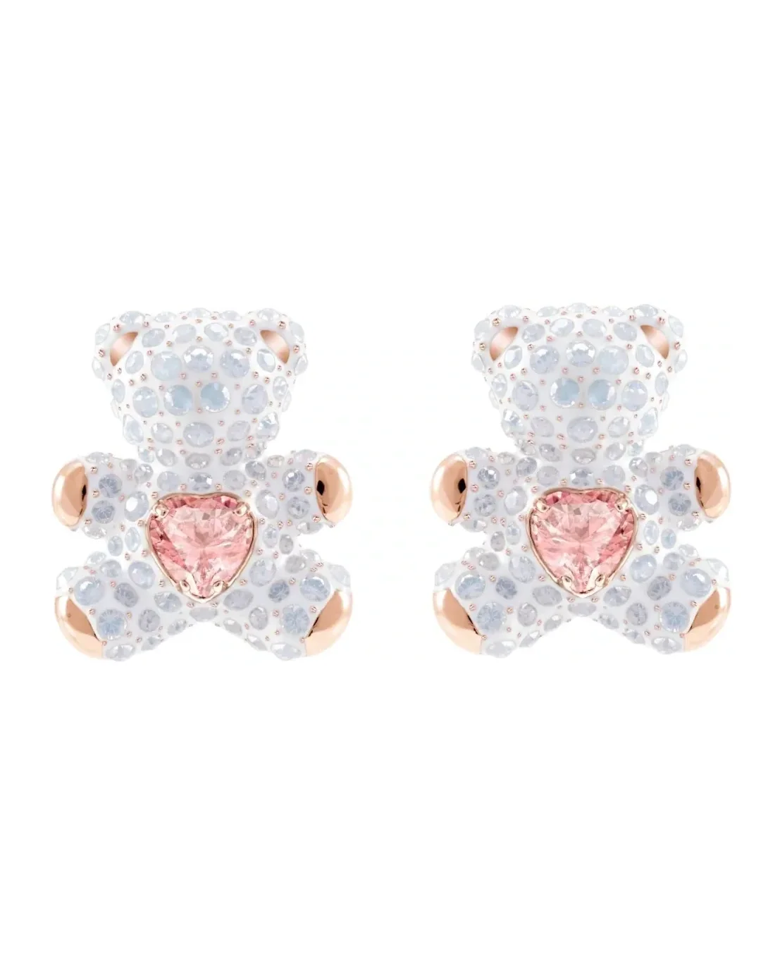 Boucles d'oreilles Swarovski Teddy plaqué or rose cristaux