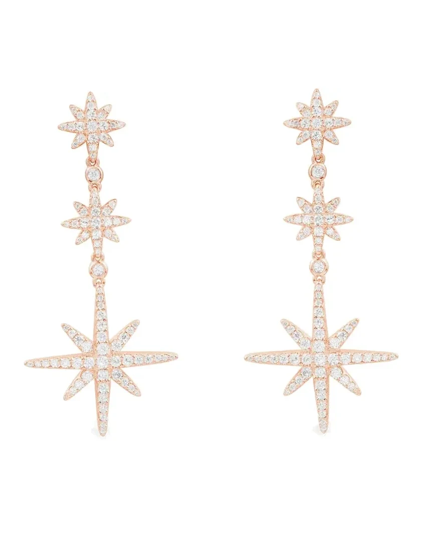 Boucles d'oreilles APM Monaco triple météorites oxyde de zirconium plaqué or rose