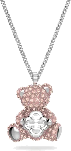 Collier Teddy Swarovski - Cristaux Roses Plaqué Rhodium