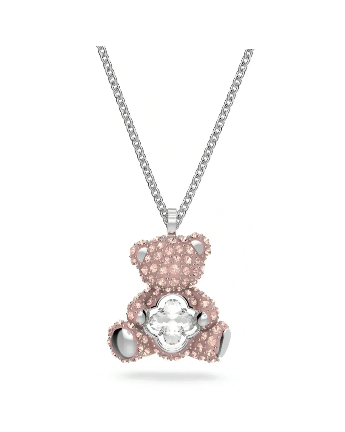 Collier Swarovski Teddy plaqué rhodium cristaux roses femme