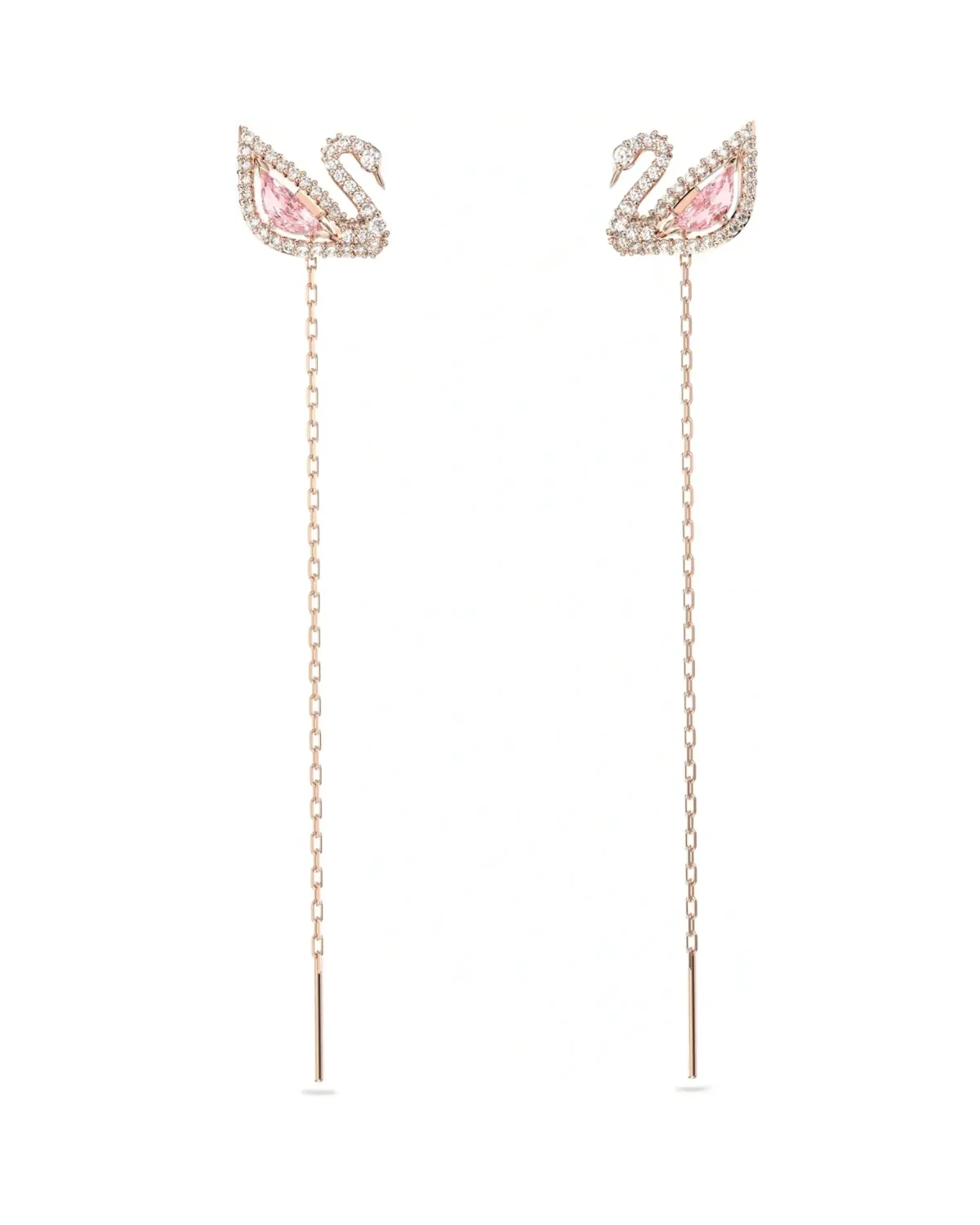 Boucles d'oreilles Swarovski Swan Drop plaqué or rose cristaux