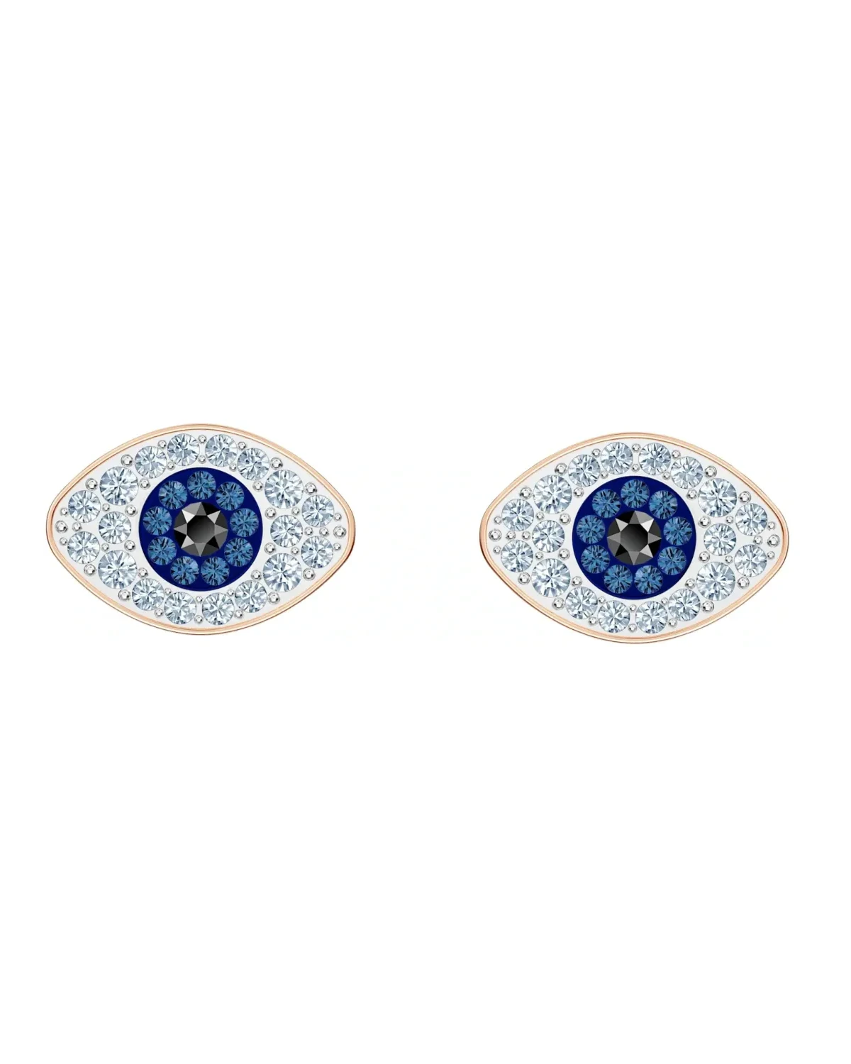 Boucles d'oreilles Swarovski Symbolica Evil Eye plaqué or rose cristaux bleus